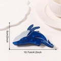 Creatieve walvis haarklem in donkerblauw marmeren acetaat van 10,7 cm lang - Blauwe Walvis Vorm