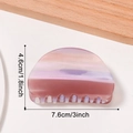French half-moon hair claw clip with purple to reddish-brown sunset gradient finish - Berry Afterglow