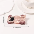 Pink marble pug puppy acetate hair claw clip, 4 inch cute dog shark clip for women - Pug Style