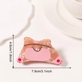 Cute orange animal shark hair claw clip with pink paw prints for women accessories - Bear Style