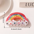 Rainbow and white cloud hair claw clip with colorful polka dots in 8.4cm size - Cloud Pattern (D20-4-2)