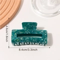 Green marble ink-wash pattern hair claw clip with shimmer finish and size dimensions - Iridescent Emerald Green
