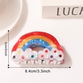 Rainbow cloud hair claw clip with colorful polka dots, 3.3 inch acrylic shark hair clip - Cute Cloud Rainbow (D20-4-3)