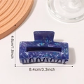 Blue and purple marbled hair claw clip with pearlescent finish and rectangular design - Dazzling Deep Blue