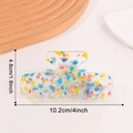 Transparent acrylic hair claw clip with colorful sequins, 10.2cm large shark hair clip - Rainbow Candy Paper (by5)