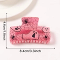 Pink glitter Halloween ghost spider claw clip for women, size 3.3 inch shark hair clip - Pink Ghost Spider Web (C15-2-11)