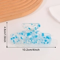 Translucent light blue 4-inch shark hair claw clip with artistic navy marble pattern - Sea Salt Bubbles (by6)