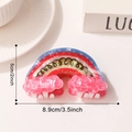 Rainbow cloud acrylic hair claw clip with colorful stripes and pastel pink cloud base - Pink Rainbow (D20-4-4)