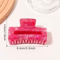 Pink marble resin hair claw clip with 8.4cm length and spring bite design for women - Iridescent Scarlet