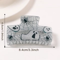 Halloween ghost spider web glitter hair claw clip with 8.4cm size measurement - Silver Ghost Spider Web (C15-2-15)