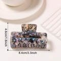 Blue and purple marbled water ripple hair claw clip with glitter finish 8.4cm length - Grey & Black