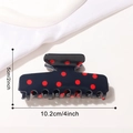 Pinza per capelli rettangolare nera minimalista a pois rossi e lunghezza 10,2 cm - Nero Con Pois Rossi