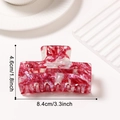Red and white marbled hair claw clip with water ripple pattern, 8.4cm length - Burgundy