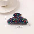 Dark blue ocean theme hair claw clip with colorful starfish and shell patterns - Deep Sea Starfish (D15-1-19)