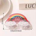 Rainbow cloud hair claw clip for women in colorful resin finish, 8.9cm length - White Rainbow (D20-4-1)
