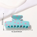 Polka dot hair claw clip in light blue and pink, 10.2cm length for thick hair - Blue Base Pink Dot