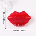 Sparkly red lip-shaped hair claw clip with fine glitter finish and 3.9 inch length - Cinnabar Red Lips