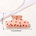 Pinza per capelli rettangolare rosa a pois rossi, lunghezza 10,2 cm, elegante - Base Marrone Chiaro Pois Marroni