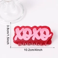 Pince à cheveux rouge pailletée avec motif XOXO pour femme, accessoire de 10,2 cm - Lettres XOXO