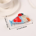 Pinza per capelli a forma di frappè blu con fragola e cannuccia, clip in acrilico da 9,7 cm - Sundae Blu e Rosso (D8-2-11)