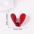 Red heart claw clip with rhinestones and dimension markings, 1.9 inch width - Rhinestone Heart