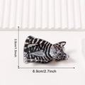 Pinza para el pelo con forma de gato y rayas blancas y negras, 6,9 cm para peinados - Gato Atigrado
