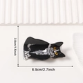 Haarklammer im Schwarz-Weiß-Katzen-Design mit gelben Augen und glänzendem Finish - Kuh
