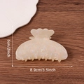 Elegant 3.5-inch marble cream hair claw clip with pearlescent finish for women - Off-white