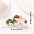Blumen-Haarklammer in Dunkelgrün mit rosa Blüte, Größe 9,9 cm breit - Rosa (D12-3-5)