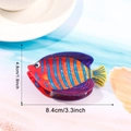 Pince à cheveux poisson tropical coloré avec rayures pour styles d'été marins - Style Rouge Violet (D7-3-3)