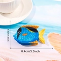 Pince à cheveux poisson tropical bleu avec nageoires jaunes, longueur de 8.4 cm - Style Chirurgien Bleu (D7-3-9)