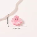 Pink octopus mini hair claw clip in translucent finish, size 2.3cm by 2.6cm - Pink Octopus Style (D17-1-7)
