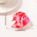 Pink and red marble tropical fish hair claw clip for women, 7.1cm x 6.1cm size - Crimson Angelfish (C22-3-6)