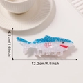 Blue floral shark hair claw clip made of pearlescent acetate material in 4.8 inch size - Ice Blue Shark (C22-3-4)