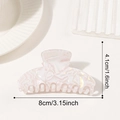 Roze en witte marmeren textuur hars haarklem met parelmoer glans in 8 cm formaat - Marmertextuur Stijl (D1-3-13) / Roze Wit