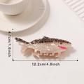 Shark shaped hair claw clip in pearly cream acetate with brown leopard patterns - Brown Pattern Shark (C22-3-5)