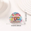 Floral resin hair claw clip with colorful flower patterns and spring-loaded grip design - Hollow Semicircle