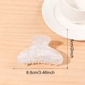 Elegant white pearlescent marble texture large shark hair claw clip for French updo styles - Ice Crystal White