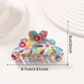 Floral print hair claw clip 9.7cm size in colorful patterns for sweet girls - Flower
