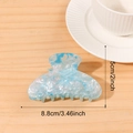 Elegant 8.8cm marble blue hair claw clip with glitter finish for French style updo - Sky Blue