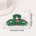 Grüne Weihnachts-Haarklammer mit Weihnachtsmann-Motiven in 10,4 cm Länge - Weihnachtsmann-Stil (D9-4-7)