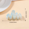 Elegant wavy hair claw clip in light blue marble finish with glitter, size 2.5 inches - Small / Sky Blue