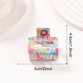 Bunte Haarklammer mit Blumenmuster aus Harz in Rechteckform mit Maßen 5cm x 4,6cm - Quadratischer Stil