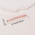 Pink minimalist long bar hair clip with gold metal base and dimensions showing 6.1cm length - Soft Pink (C16-1-6)