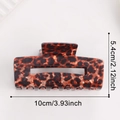 Retro leopard print rectangle resin hair claw clip with 10cm by 5.4cm dimensions - Dark Brown Leopard