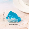 Cute dolphin hair claw clip in translucent blue marble finish with size details - Dolphin (C15-4-8)