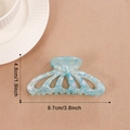 Elegant light blue marble hollow hair claw clip with pearlescent finish 3.8 inch size - Aquamarine