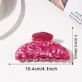 Rose red marble texture hair claw clip for elegant hairstyles, large size 10.4cm length - Crimson