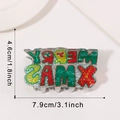 Sparkly silver Christmas hair claw clip featuring colorful MERRY XMAS letters - Merry Christmas Style (C10-4-24)