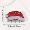 Christmas Santa hat hair claw clip with red and silver glitter finish 8.4cm - Santa Hat Style (C10-4-22)